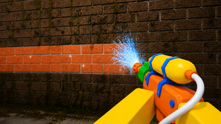 Official Wash The House gameplay screenshot from the Roblox game page